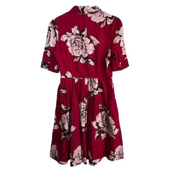 Maeve by Anthropologie Women's Red Floral Print Dagmar collared Dress Size 4 - Picture 3 of 11